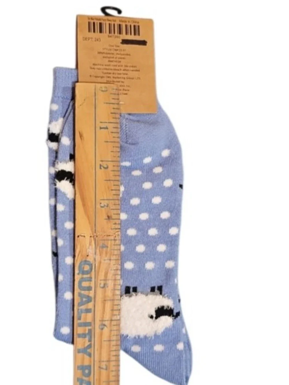 Blue Fuzzy Sheep Polka Dot Socks One Size Novelty Cozy Cottagecore NWT Gift